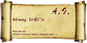Alexy Irén névjegykártya